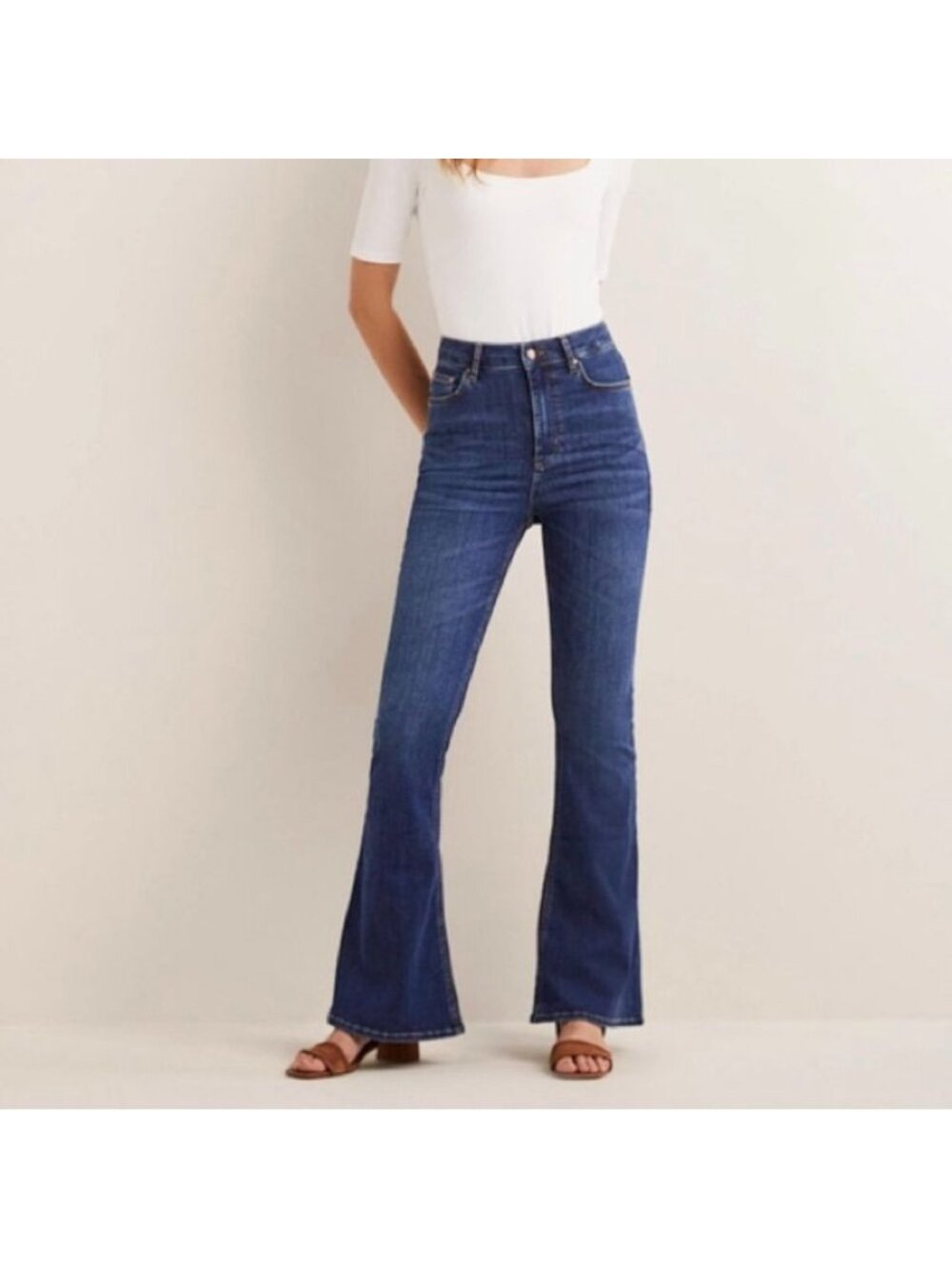 Boden High Rise Split Flare Jeans, 30